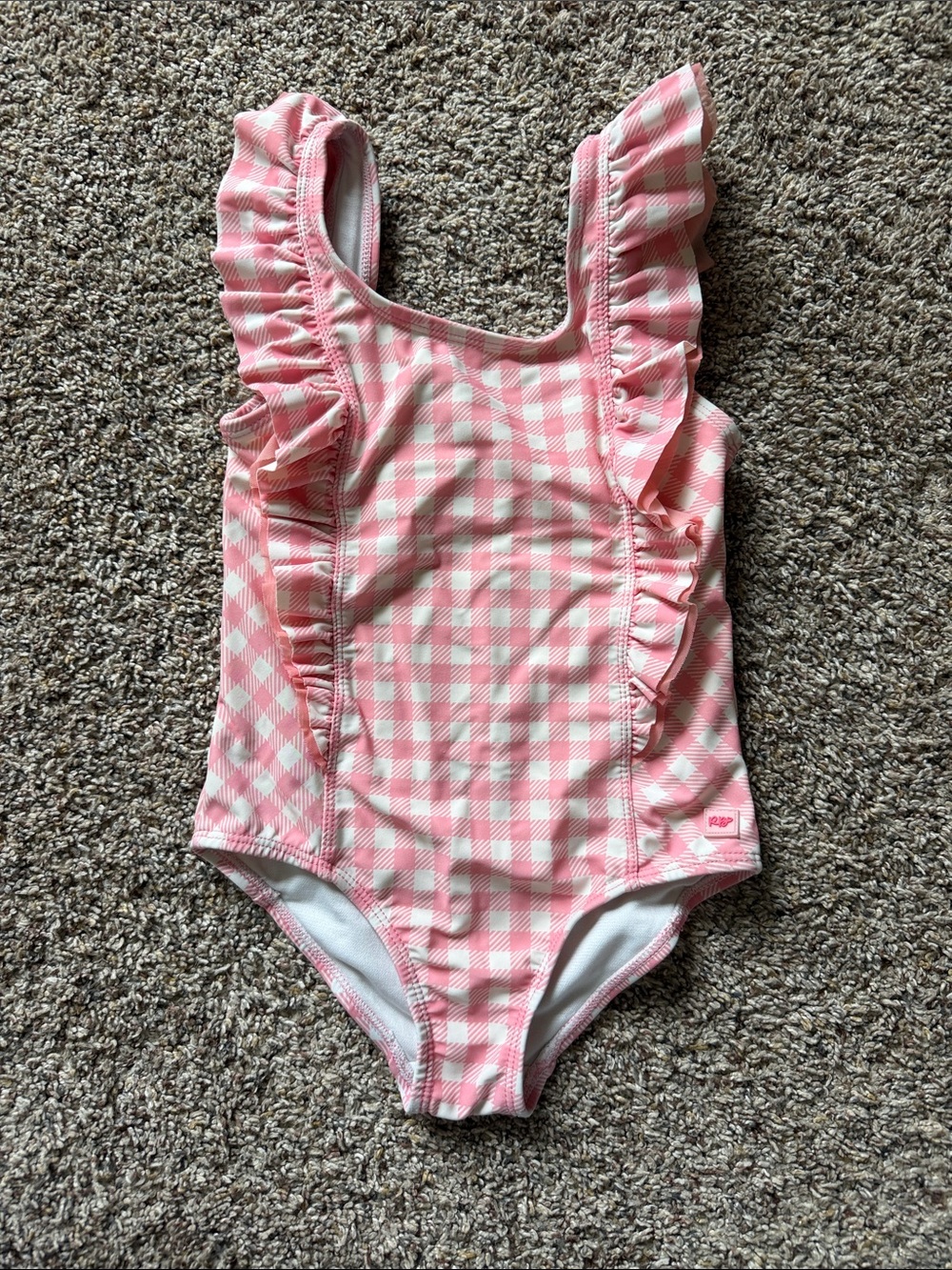 RuffleButts White and Pink Girls Bikini Bottom